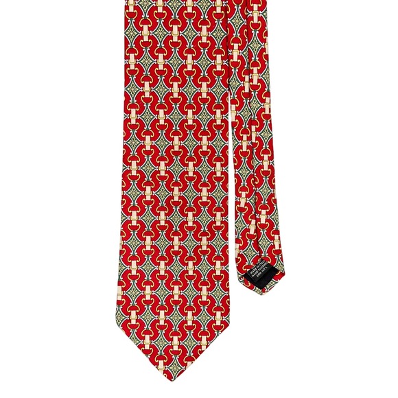 Paolo Gucci Other - Paolo Gucci Silk Tie Mens‎ Vintage Made In Italy Red Equestrian Chain Pattern
